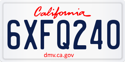 CA license plate 6XFQ240