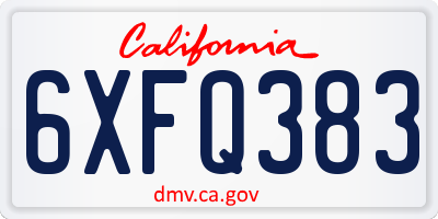 CA license plate 6XFQ383