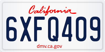 CA license plate 6XFQ409