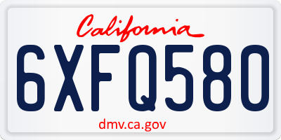 CA license plate 6XFQ580