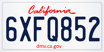 CA license plate 6XFQ852