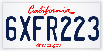 CA license plate 6XFR223