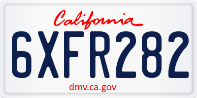 CA license plate 6XFR282