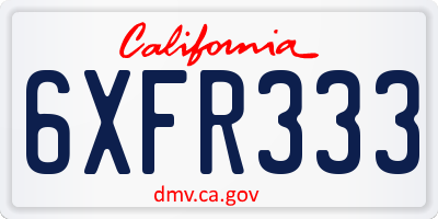 CA license plate 6XFR333