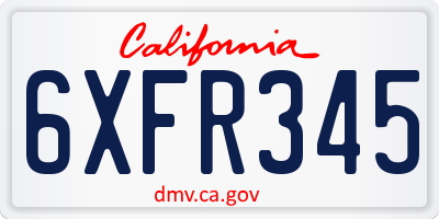 CA license plate 6XFR345