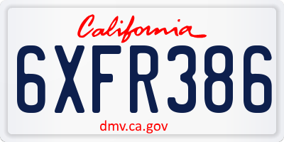 CA license plate 6XFR386