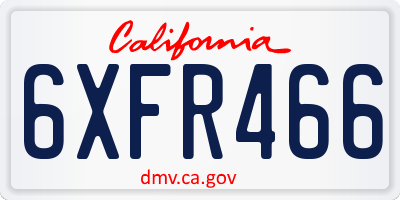 CA license plate 6XFR466