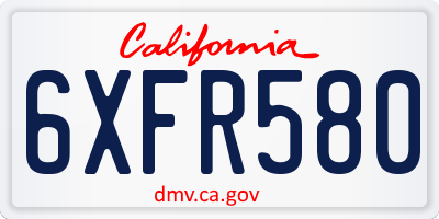 CA license plate 6XFR580