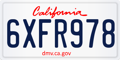CA license plate 6XFR978
