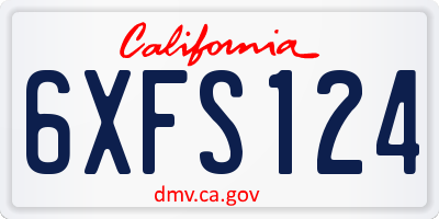 CA license plate 6XFS124