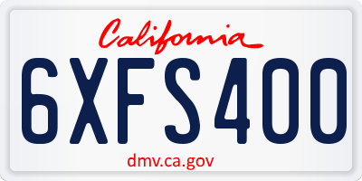 CA license plate 6XFS400