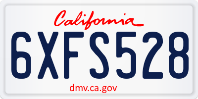 CA license plate 6XFS528