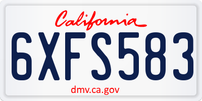 CA license plate 6XFS583