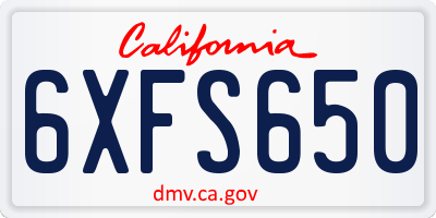 CA license plate 6XFS650
