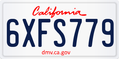 CA license plate 6XFS779