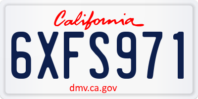 CA license plate 6XFS971