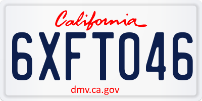 CA license plate 6XFT046