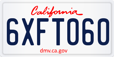 CA license plate 6XFT060