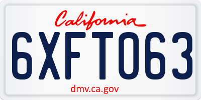 CA license plate 6XFT063