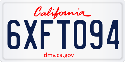 CA license plate 6XFT094