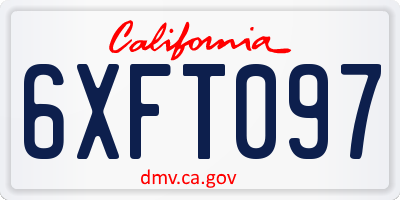 CA license plate 6XFT097