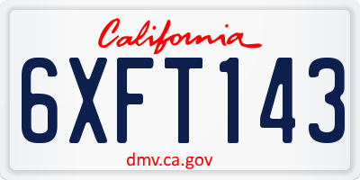 CA license plate 6XFT143