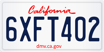 CA license plate 6XFT402