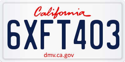 CA license plate 6XFT403