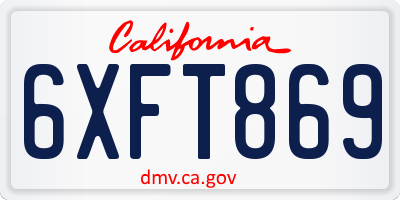 CA license plate 6XFT869