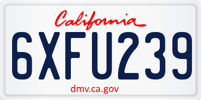 CA license plate 6XFU239