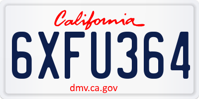 CA license plate 6XFU364