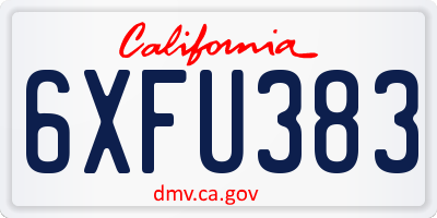 CA license plate 6XFU383