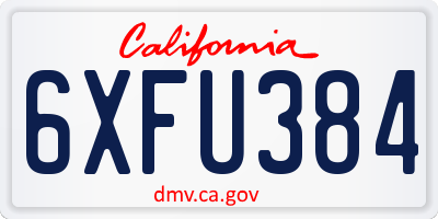 CA license plate 6XFU384