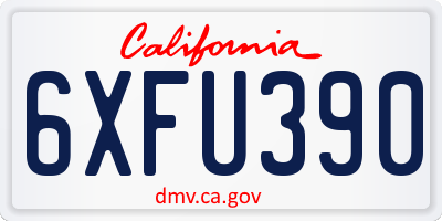 CA license plate 6XFU390