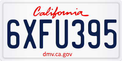 CA license plate 6XFU395
