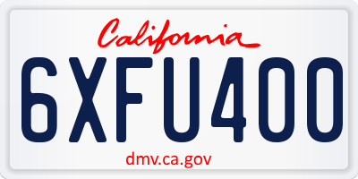 CA license plate 6XFU400