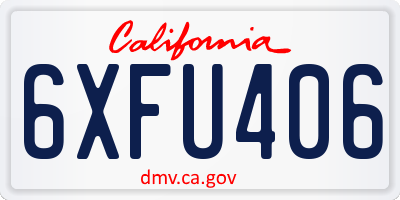 CA license plate 6XFU406