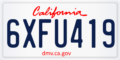 CA license plate 6XFU419