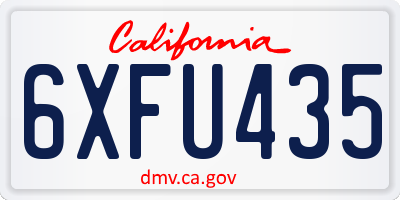 CA license plate 6XFU435