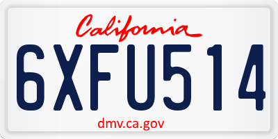 CA license plate 6XFU514