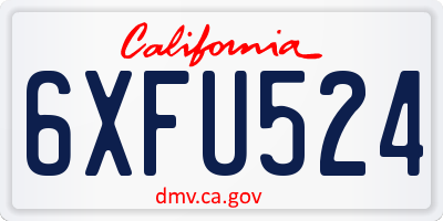 CA license plate 6XFU524