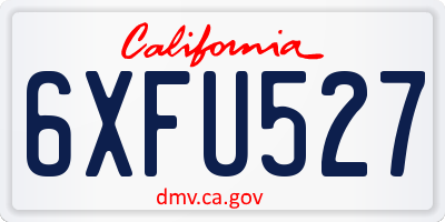 CA license plate 6XFU527