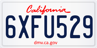 CA license plate 6XFU529