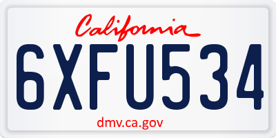 CA license plate 6XFU534