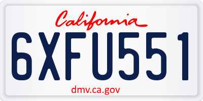CA license plate 6XFU551