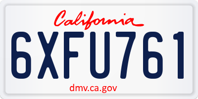 CA license plate 6XFU761