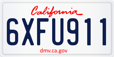 CA license plate 6XFU911