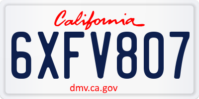 CA license plate 6XFV807