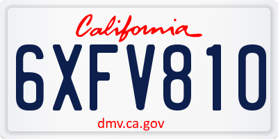 CA license plate 6XFV810
