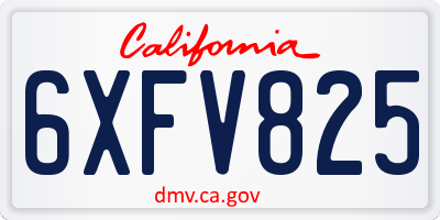 CA license plate 6XFV825